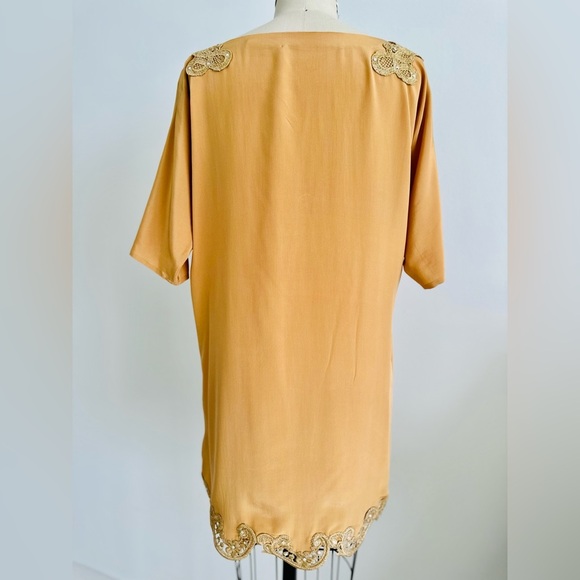 Luxury Silk Mini Tunic Dress with Crystals and gold embroidery , Handmade S-M - Picture 13 of 17
